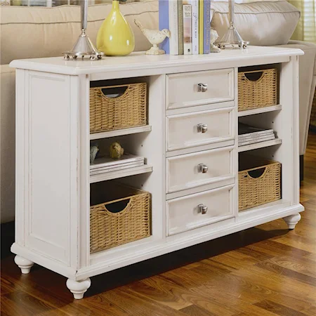 Console Table with 4 Drawers and 4 Baskets